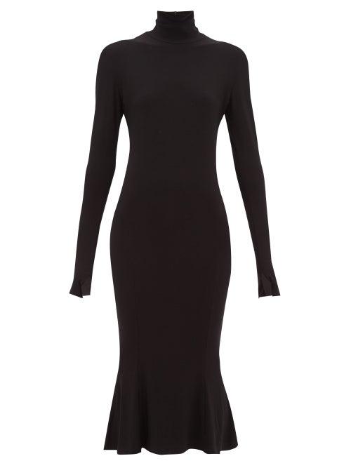 Matchesfashion.com Norma Kamali - Roll Neck Stretch Jersey Midi Dress - Womens - Black