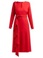 Matchesfashion.com Osman - Ellen Draped Crepe Dress - Womens - Red