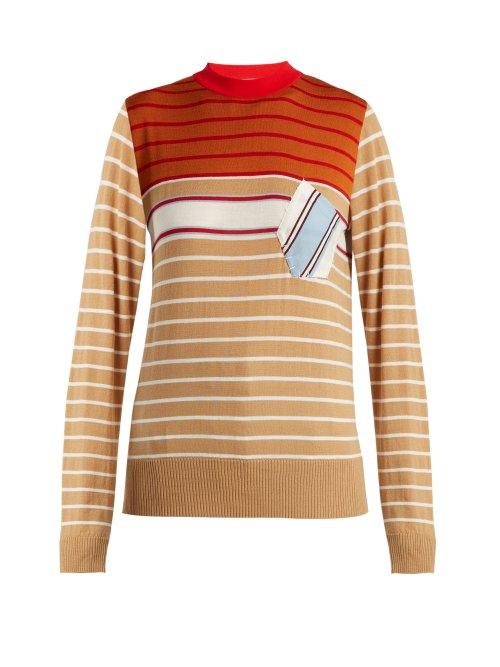 Matchesfashion.com Marni - Striped Wool Blend Sweater - Womens - Beige Multi