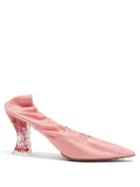 Matchesfashion.com Bottega Veneta - Almond Glitter-heel Elasticated Leather Pumps - Womens - Pink