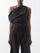 A.w.a.k.e. Mode - Draped One-shoulder Crepe Top - Womens - Black