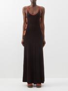 Chlo - Crochet-trim Ribbed Cutout Wool-blend Dress - Womens - Brown