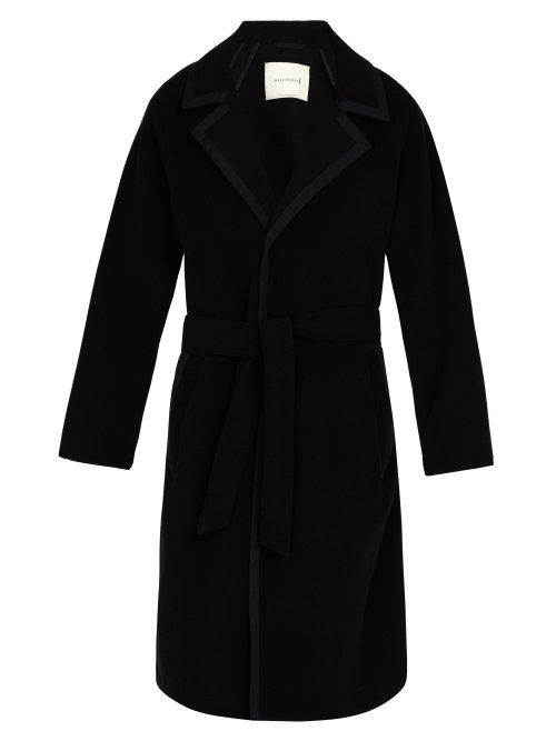 Matchesfashion.com Mackintosh - Wool Blend Herringbone Belted Overcoat - Mens - Black