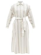 Max Mara - Deserto Shirt Dress - Womens - White Stripe