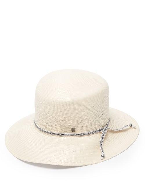 Matchesfashion.com Maison Michel - New Kendall Logo-ribbon Papier Hat - Womens - White