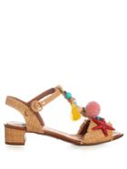 Dolce & Gabbana Pompom And Shell-embellished Raffia Sandals