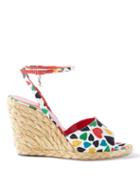 Saint Laurent - Paloma Heart-print Wedge Espadrilles - Womens - Multi