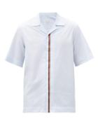 Matchesfashion.com Paul Smith - Artist-stripe Cotton-poplin Short-sleeved Shirt - Mens - Light Blue