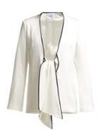 Matchesfashion.com Galvan - Bianca Tie Front Crepe Jacket - Womens - White Black
