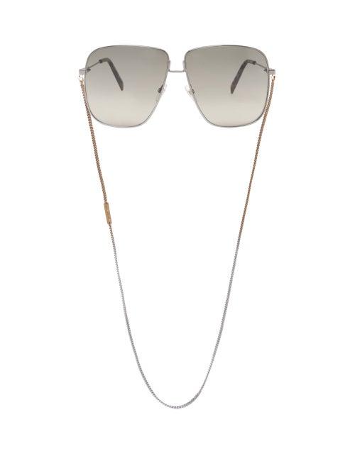 Givenchy - Oversized-square Metal Sunglasses And Chain - Womens - Gold