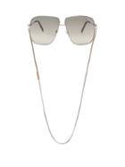 Givenchy - Oversized-square Metal Sunglasses And Chain - Womens - Gold