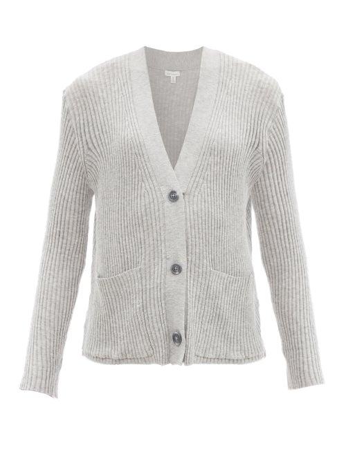 Ladies Lingerie Skin - Wayde Ribbed Organic-cotton Blend Cardigan - Womens - Light Grey