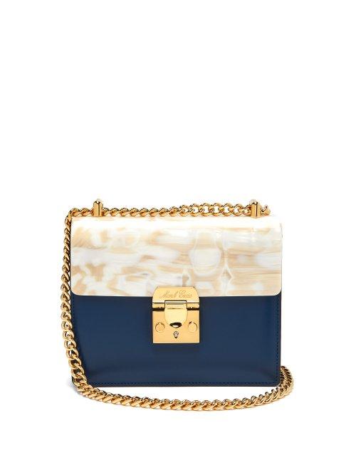 Matchesfashion.com Mark Cross - Zelda Plexi And Leather Bag - Womens - Navy