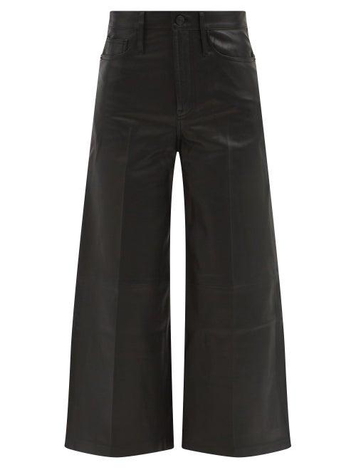 Frame - High-rise Leather Wide-leg Trousers - Womens - Black
