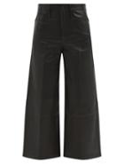 Frame - High-rise Leather Wide-leg Trousers - Womens - Black