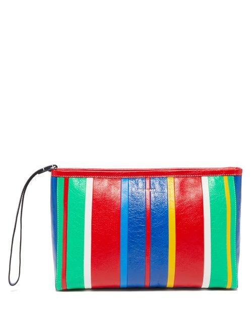 Balenciaga - Barbs Striped Woven-leather Pouch - Womens - Multi