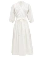 Matchesfashion.com Three Graces London - Delmare Cotton-poplin Wrap Dress - Womens - White