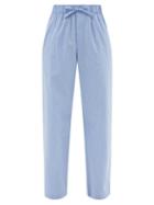 Ladies Lingerie Tekla - Drawstring Organic-cotton Poplin Pyjama Trousers - Womens - Blue Stripe