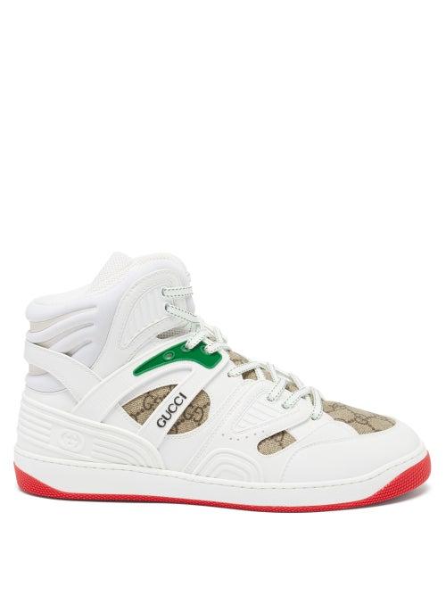 Gucci - Basket High-top Faux-leather Trainers - Mens - White