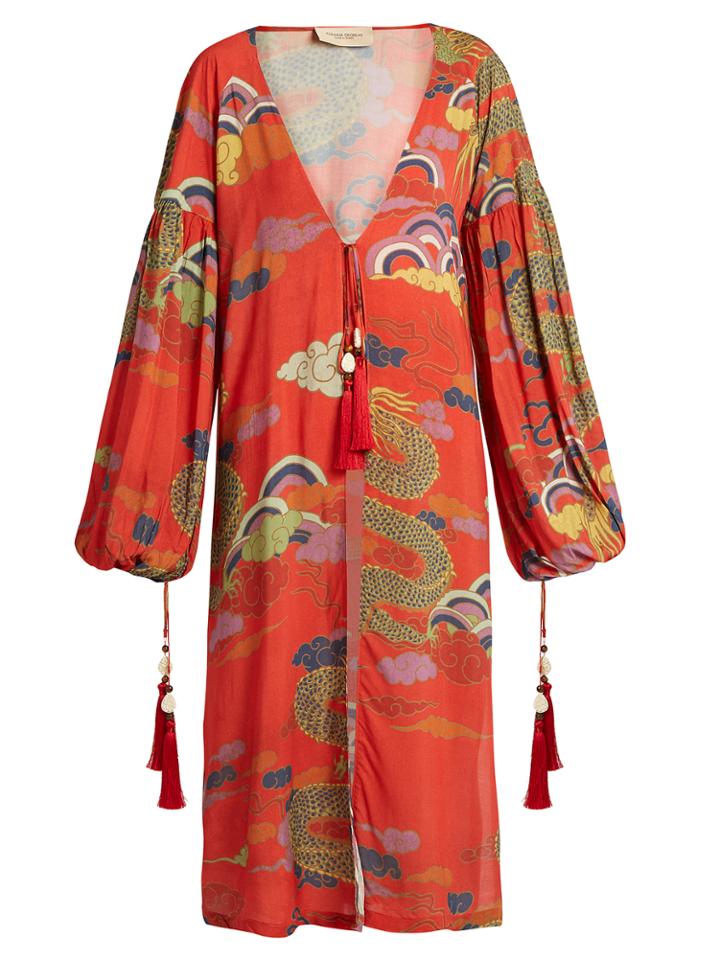 Adriana Degreas Dragon-print Crepe Tunic