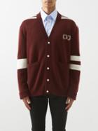 Valentino - Logo-embroidered Wool Cardigan - Mens - Ivory Red