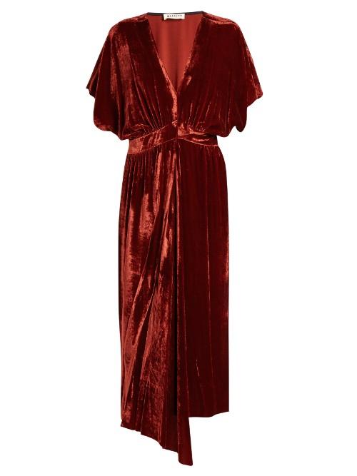 Masscob Atlas V-neck Velvet Dress
