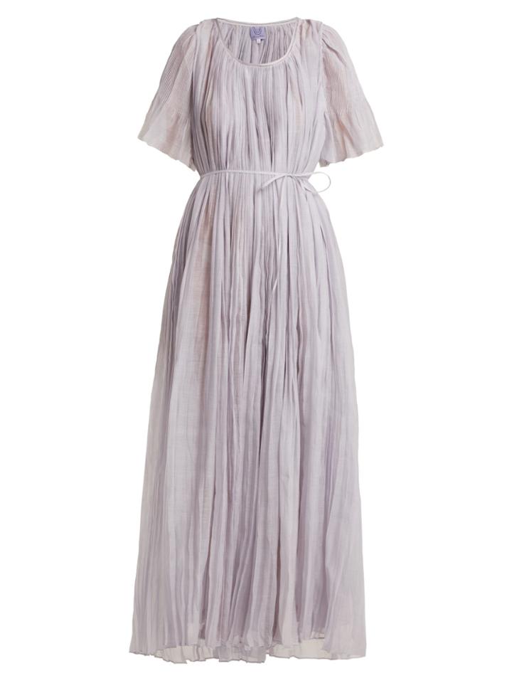 Thierry Colson Sabina Pleated Cotton And Silk-blend Dress