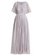 Thierry Colson Sabina Pleated Cotton And Silk-blend Dress