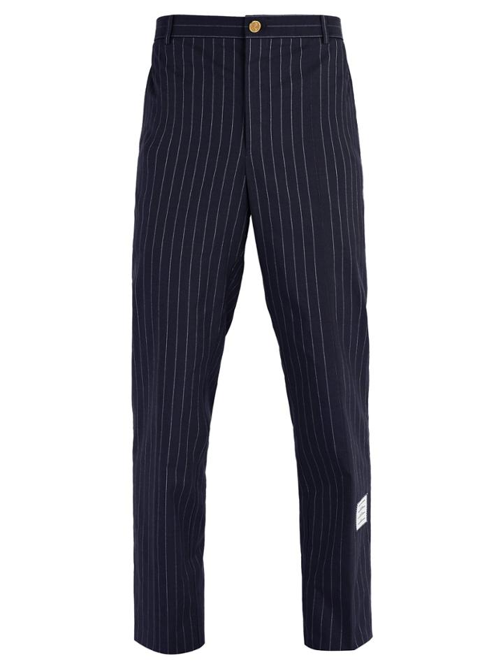 Thom Browne Chalk-stripe Cotton Chino Trousers