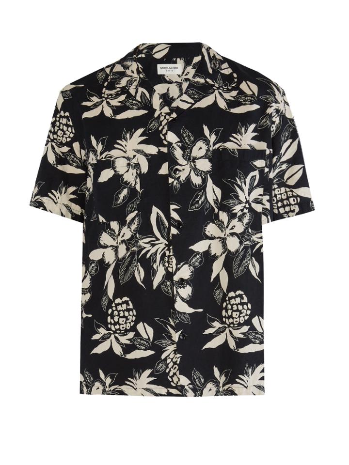 Saint Laurent Hibiscus-print Short-sleeved Shirt