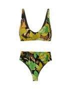 Matchesfashion.com Fendi - Foliage-print Underwired High-rise Bikini - Womens - Green Print
