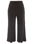 Ladies Beachwear Lisa Marie Fernandez - Scallop-hem Linen Cropped Wide-leg Trousers - Womens - Black