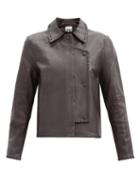 Matchesfashion.com Ganni - Double-breasted Whipstitched-leather Jacket - Womens - Dark Brown