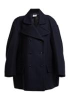 Matchesfashion.com Vetements - Oversized Double Breasted Wool Blend Coat - Womens - Navy