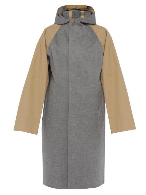 Matchesfashion.com Mackintosh - Contrast Panel Hooded Rubberised Cotton Coat - Mens - Grey
