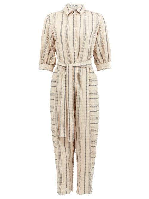 Matchesfashion.com Palmer//harding - Sundra Striped Linen-blend Jumpsuit - Womens - Beige Stripe