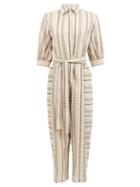 Matchesfashion.com Palmer//harding - Sundra Striped Linen-blend Jumpsuit - Womens - Beige Stripe