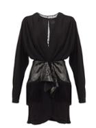 Matchesfashion.com Dundas - Sequinned-panel Georgette Mini Dress - Womens - Black