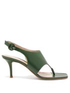 Matchesfashion.com Gianvito Rossi - Slingback 70 Square-toe Leather Sandals - Womens - Green