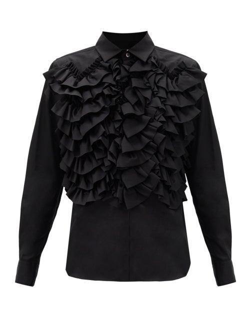 Matchesfashion.com Comme Des Garons Comme Des Garons - Ruffled Cotton Blouse - Womens - Black