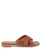 Ladies Shoes Malone Souliers - Gavi Crossover-strap Leather Slides - Womens - Tan