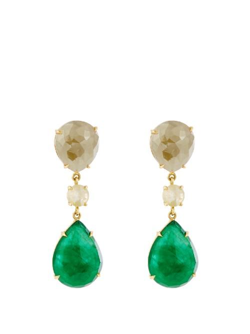 Nsr Nina Runsdorf Diamond, Emerald & Yellow-gold Earrings