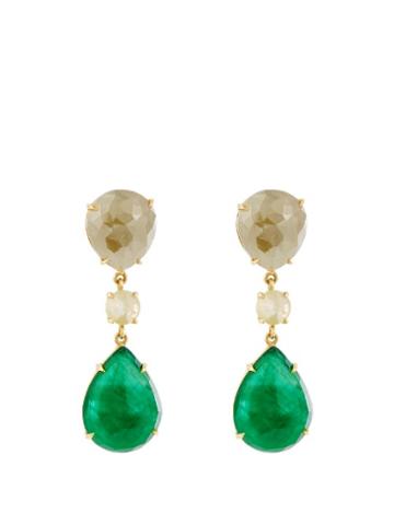 Nsr Nina Runsdorf Diamond, Emerald & Yellow-gold Earrings