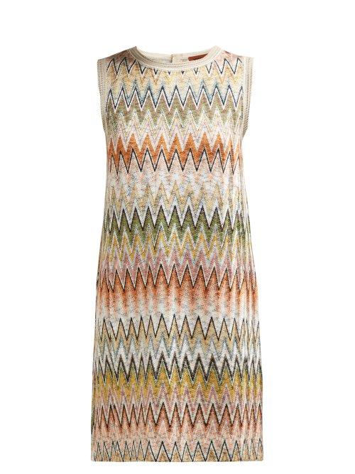 Matchesfashion.com Missoni - Zigzag Knit Mini Shift Dress - Womens - Multi Stripe