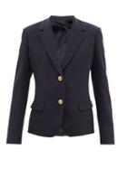 Valentino - Single-breasted Silk-cady Jacket - Womens - Navy