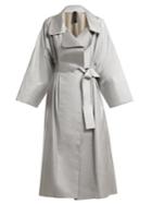 Norma Kamali Tie-waist Reflective Trench Coat