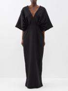 The Row - Abinhav V-neck Gathered Wool-blend Dress - Womens - Black