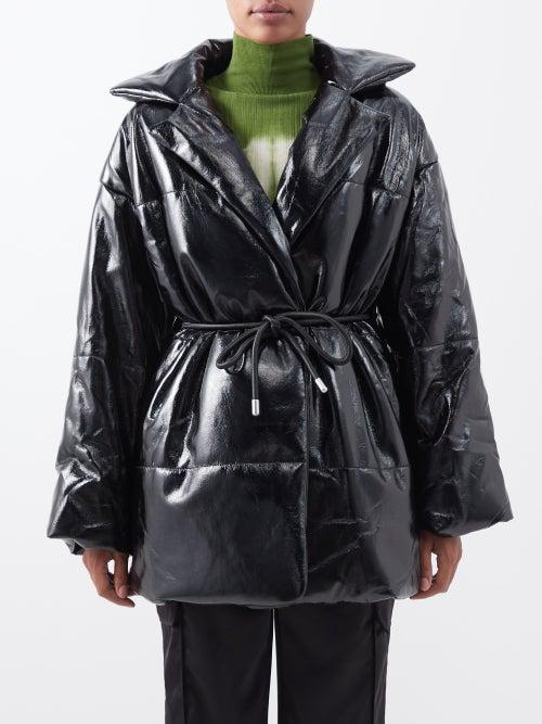Proenza Schouler White Label - Wrap-front Quilted Pu Coat - Womens - Black
