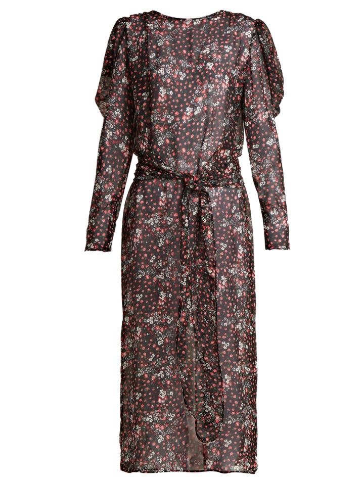 Attico Livia Rose-print Silk-chiffon Dress