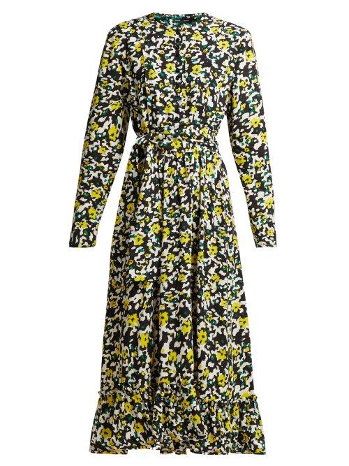 Matchesfashion.com Proenza Schouler - Floral Print Crepe Midi Dress - Womens - Black Multi